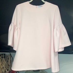 Edit Long Sleeve Flute Sleeve Top - Light Pink - S